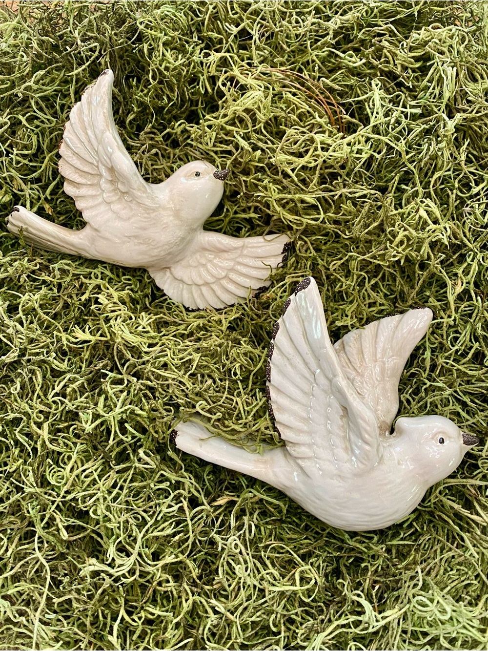 Set of 2 Vintage Ceramic Sparrow Wall Decor